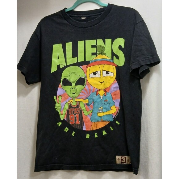 Lyrical Lemonade T-Shirt Aliens Are Real by Cole Bennett Black Size Medium Note - Picture 1 of 5
